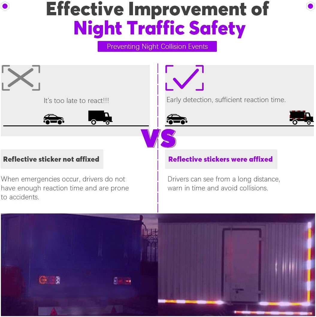 Swpeet 20Pcs Universal Red + White Plastic Rectangular Stick-On Car Reflector Sticker, Door Reflectors Interior Red + White Compatible Warning Plate Adhesive Reflector for Most Car image number 6