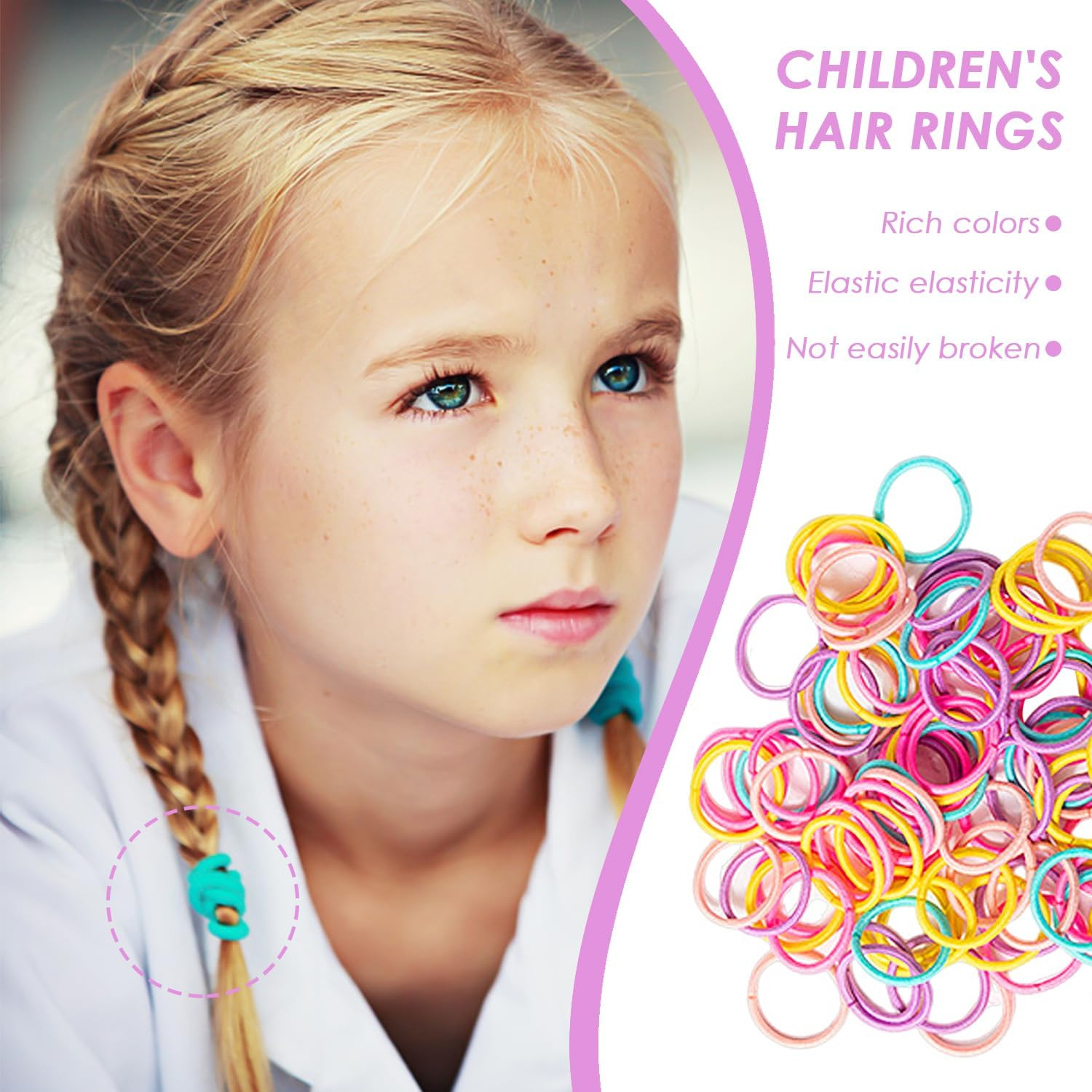 CWPFVQA Pack of 600 Colourful Children'S Hair Bobbles, Elastic Children'S Hair Ties, Elastic Hair Ropes, Small Baby Hair Bobbles, Colourful Headgear for Girls image number 2