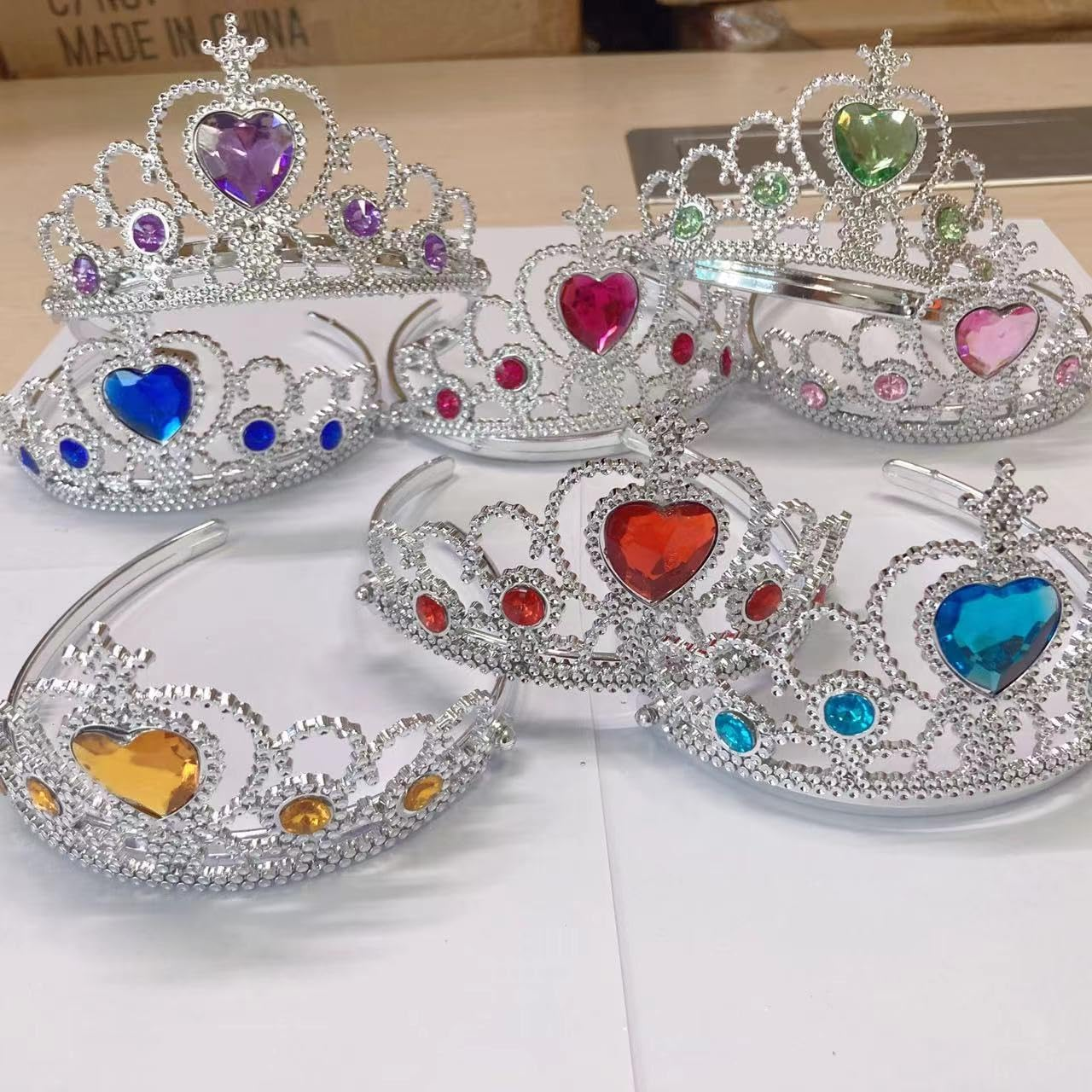 S & E TEACHER'S EDITION 8 Pcs Tiaras Crown Set, Princess Dress up Costume Birthday Party Favor Headwear, Hair Decoration, Accessories Kid Birthday for Boys & Girls.