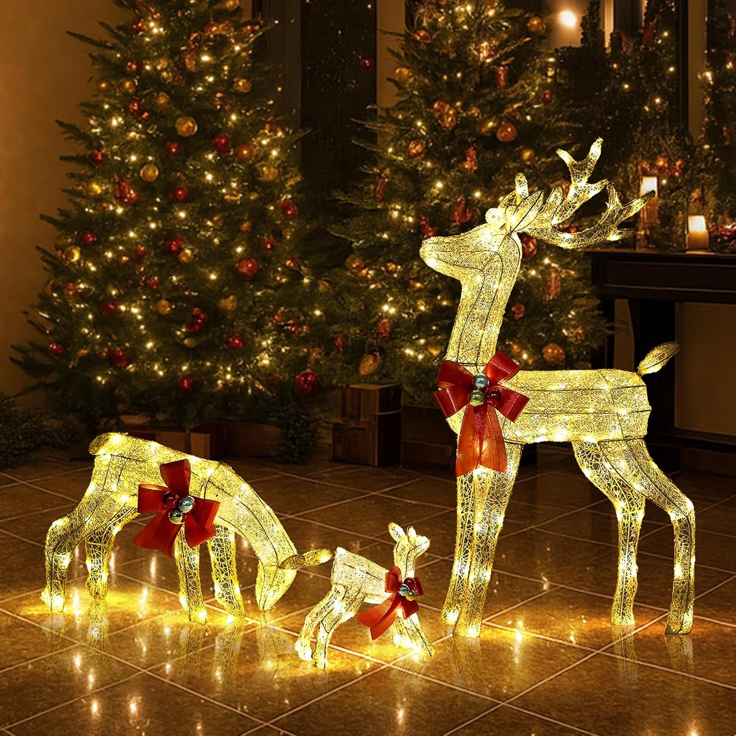 Tinseltown Christmas Lights LED 3PCS Reindeer Family Xmas Decor Indoor Outdoor