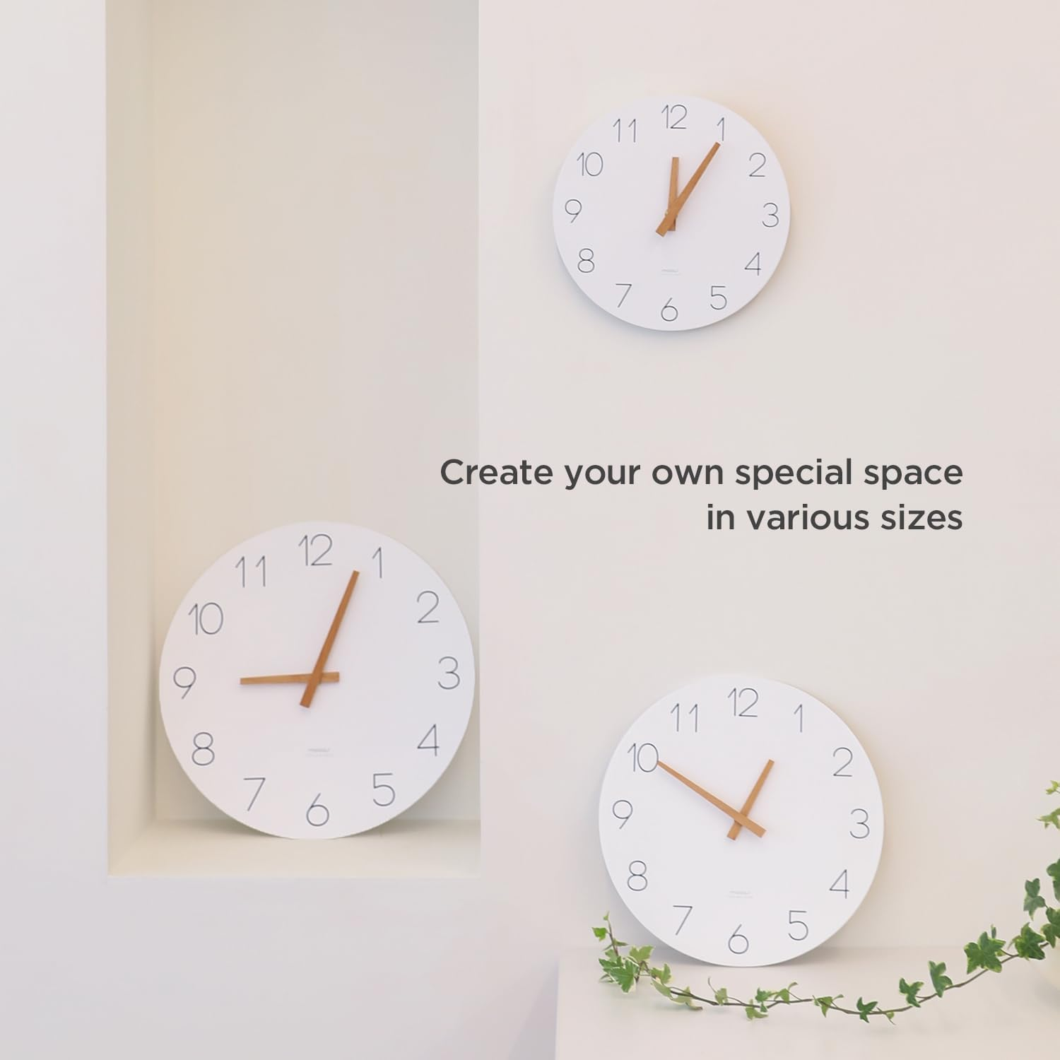 Mooas Flatwood Big Wall Clock, 13" Wood Non-Ticking Sweep Movement Decorative Battery Operated Wall Clock for Home Living Room Kitchen Bedroom Office School Hotel image number 5