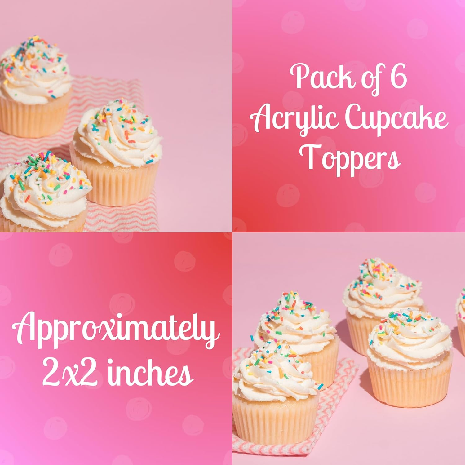 3 LITTLE DESSERTS Engraved Acrylic Cupcake Toppers - Set of 6 - Christmas Cupcake Toppers - Reusable Cupcake Discs - Christmas Cake Toppers - Christmas Party Decorations - Bell Christmas - Gold.. image number 1