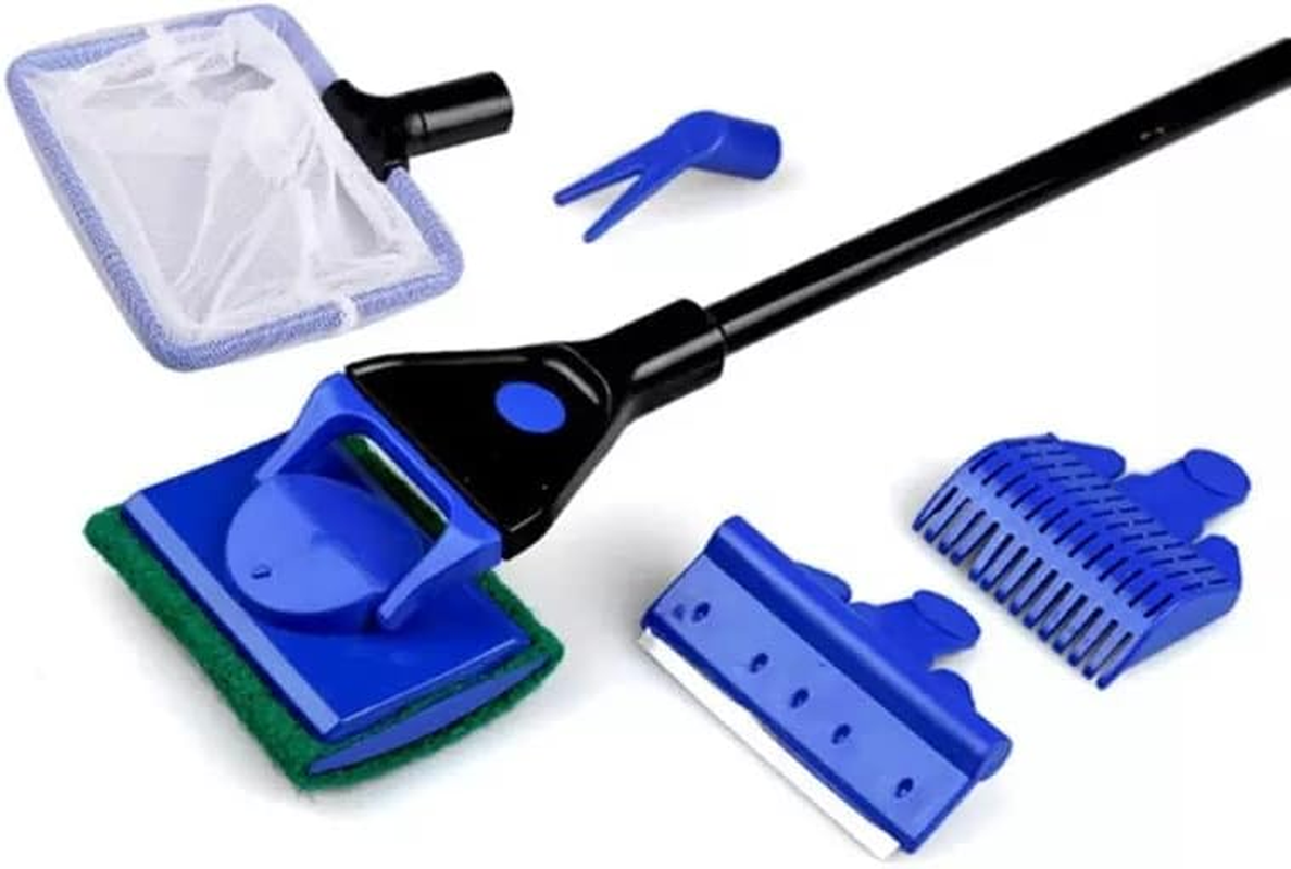 AIMALL 5 In1 Water Aquarium Cleaning Tool Fish Tank Gravel Vacuum Glass Cleaner Brush, Durable Plastic, 19.09-Inch Tool, Blue image number 6