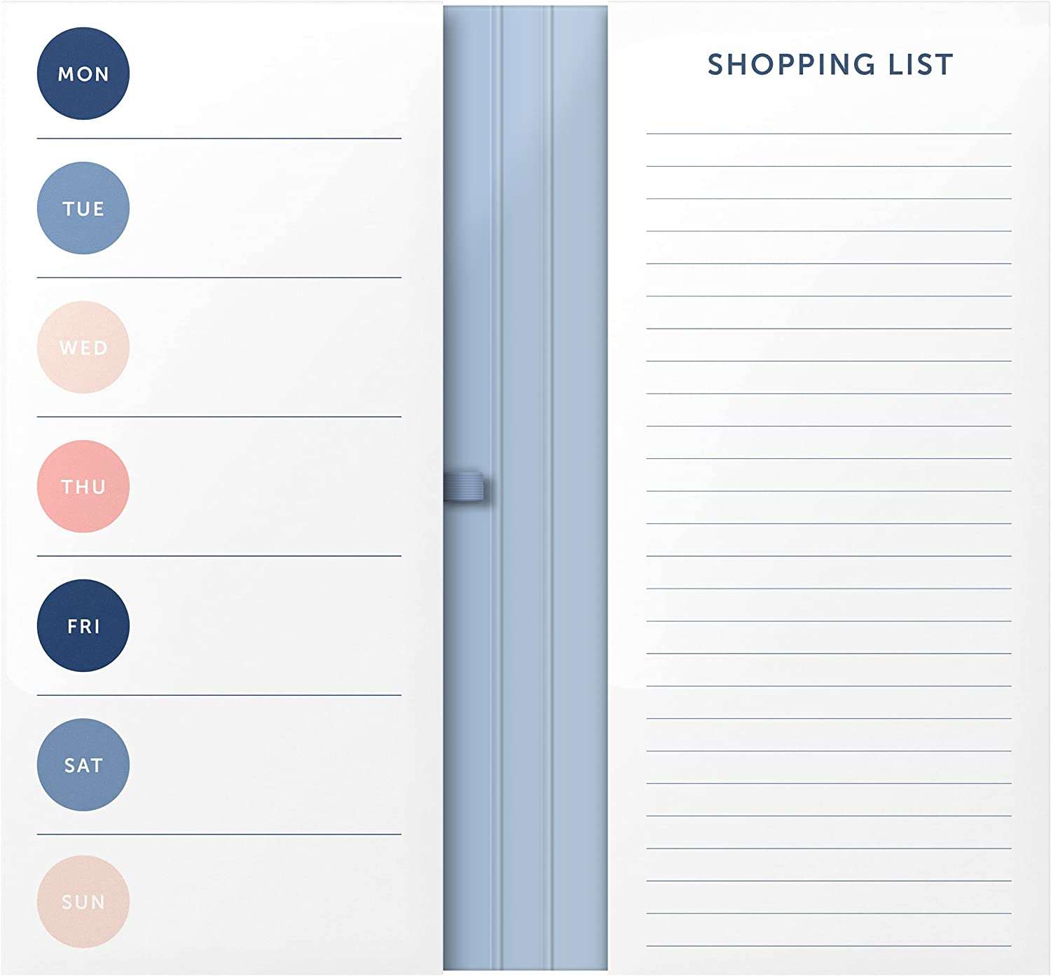 Busy B Pink Stripe Meal Planner - Weekly Tear-Off Meal Planner, Shopping Lists, Storage Pocket, Elastic Closure, Pen Loop and Two Magnets - FSC&reg; Certified image number 3