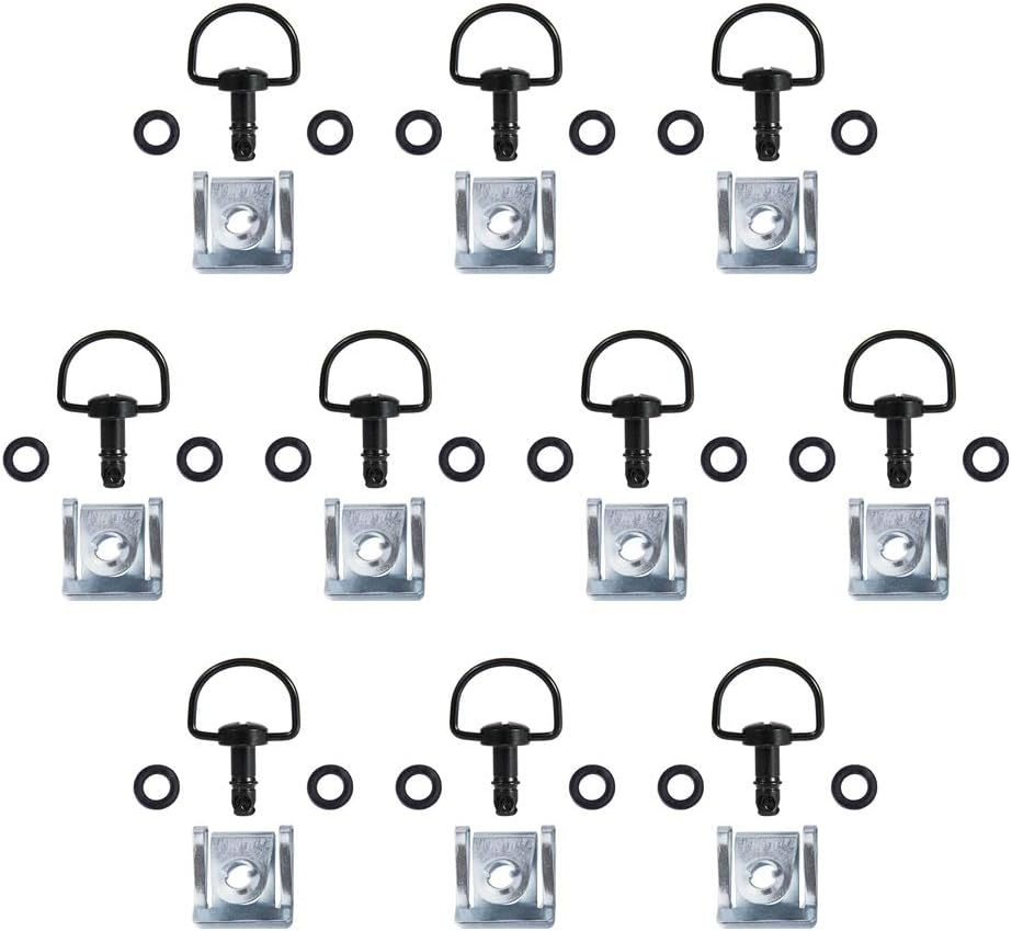 MOTO4U Motorcycle Race Fasteners Quick Release 14Mm/17Mm/19Mm D-Ring 1/4 Turn Fairing Fastener Clip Style 10 Sets 17MM Dark Black