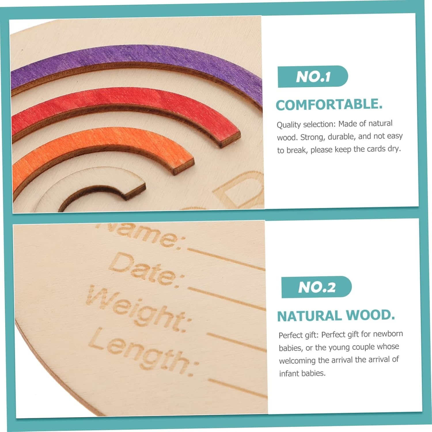 Ibasenice Wooden Milestone Monthly Milestone Card Announcement Sign Months Signs for Nursery Shower image number 1