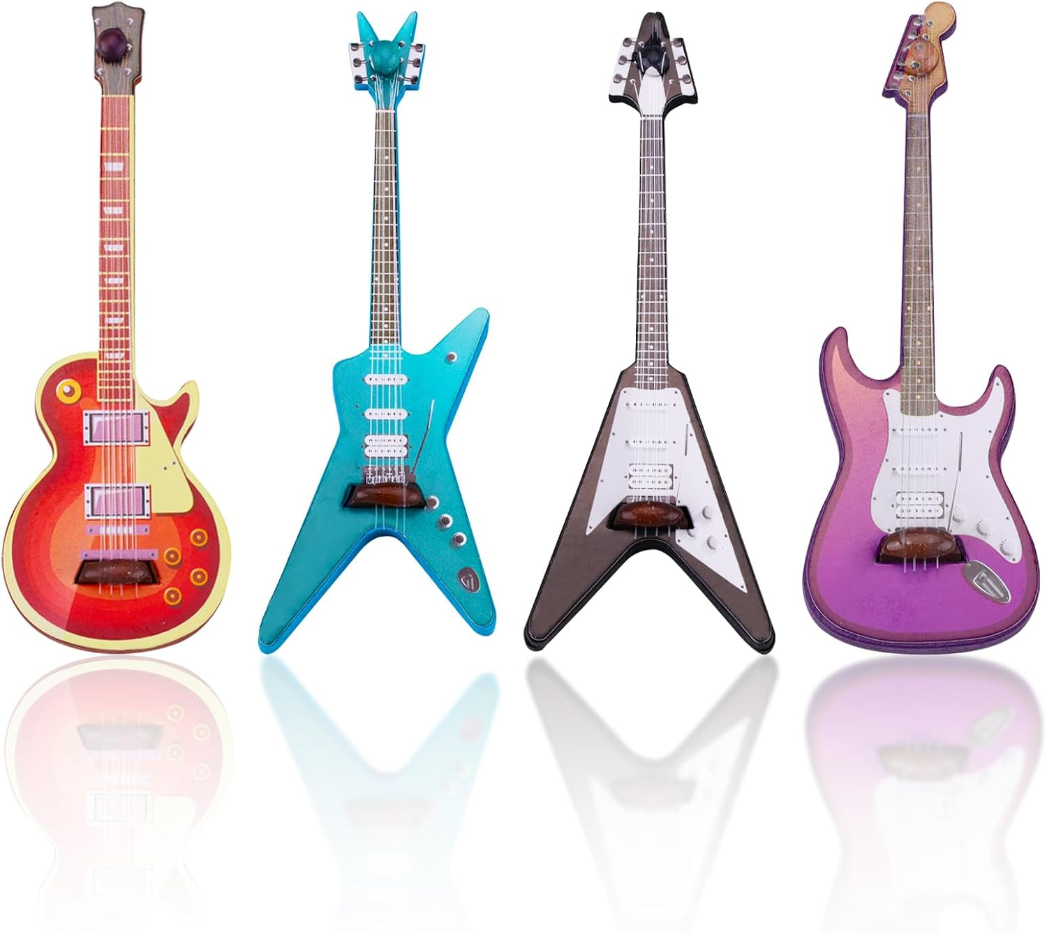 4 Pcs Miniature Guitar Bass Model, Miniature Electric Guitar, 1:12 Scale Mini Wooden Musical Instrument for Dollhouse Accessories, Mini Music Room, Home Decoration image number 6