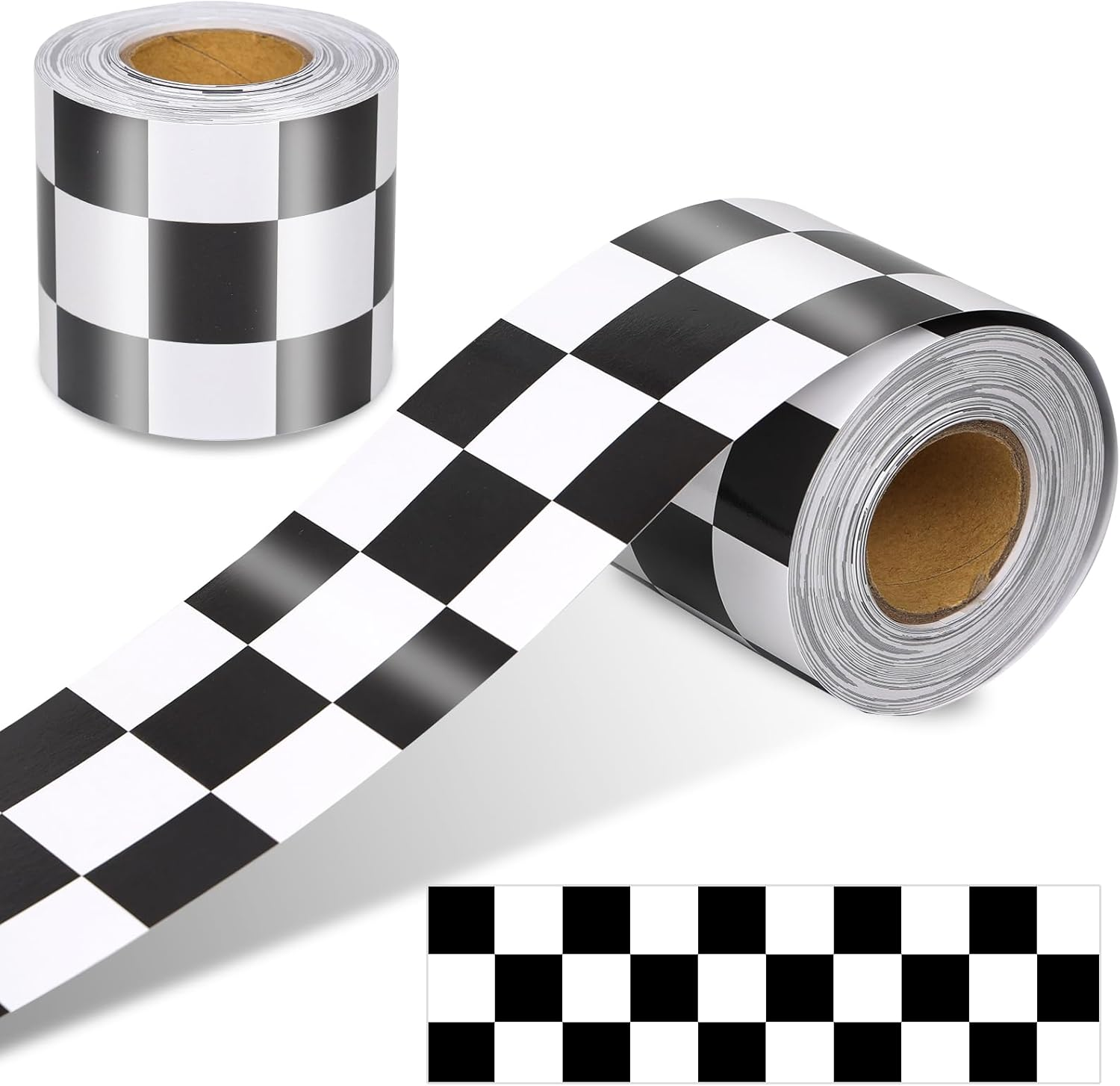 65 Feet Bulletin Board Borders, Checkered Flag Decorative Bulletin Border, Road Race Rolled Blackboard Straight Trim Borders Back to School Decoration for Classroom and Home image number 6