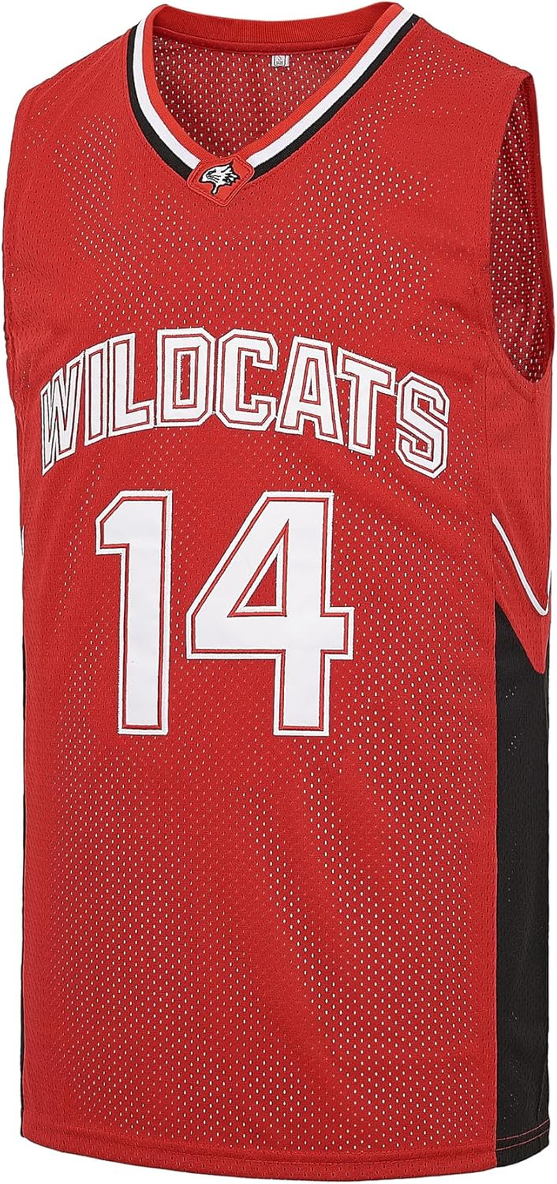 MONEYFUN Mens Wildcats High School Basketball Jersey #14 Troy Bolton #8 Chad Danforth Shirt image number 4