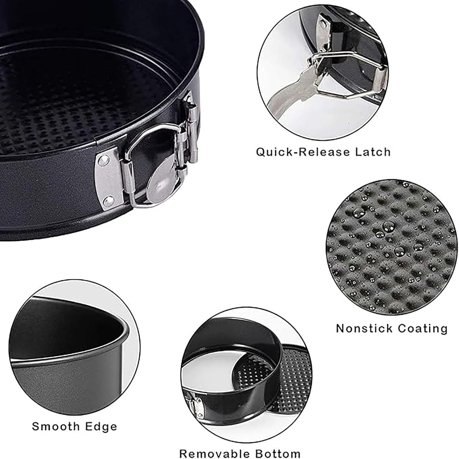 YAKESD 3Pcs Cake Pan Set with 2 Gloves - Non-Stick round Cake Pans for Baking, Cheesecake Pan with Removable Base - Set of 3 (12Cm, 18Cm, 22Cm) image number 5