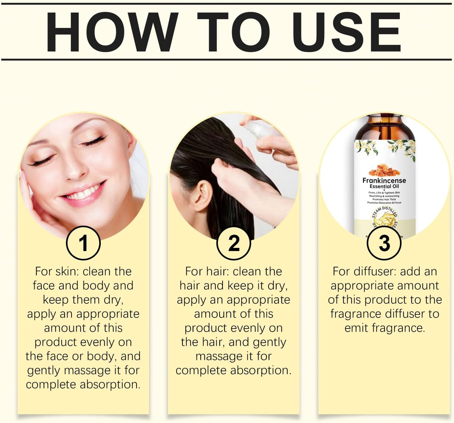 Frankincense Oil, Frankincense Essential Oil for Face & Skin, 100% Pure & Natural, Nourishing, Reduce Wrinkles & Fine Lines, Scalp and Body Massage, Hair Care & Aromatherapy, for Diffusers (3Pcs) - 3Pcs image number 2