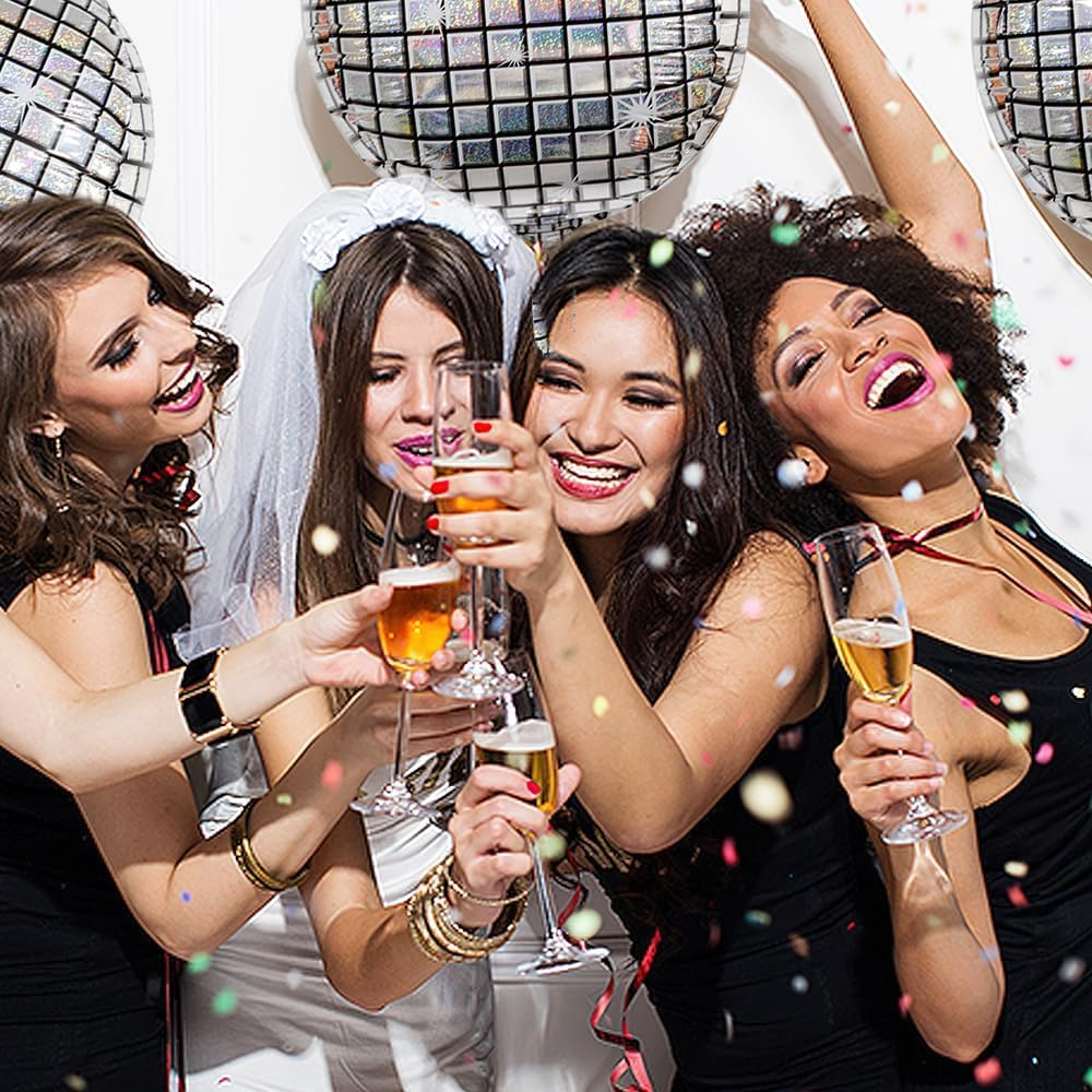 Silver Disco Ball Mylar Foil Balloons 22 Inch Huge 4D round Metallic Sphere Party Balloons for 70S 80S 90S Decorations Birthday Bachelorette Graduation 6 PCS image number 6