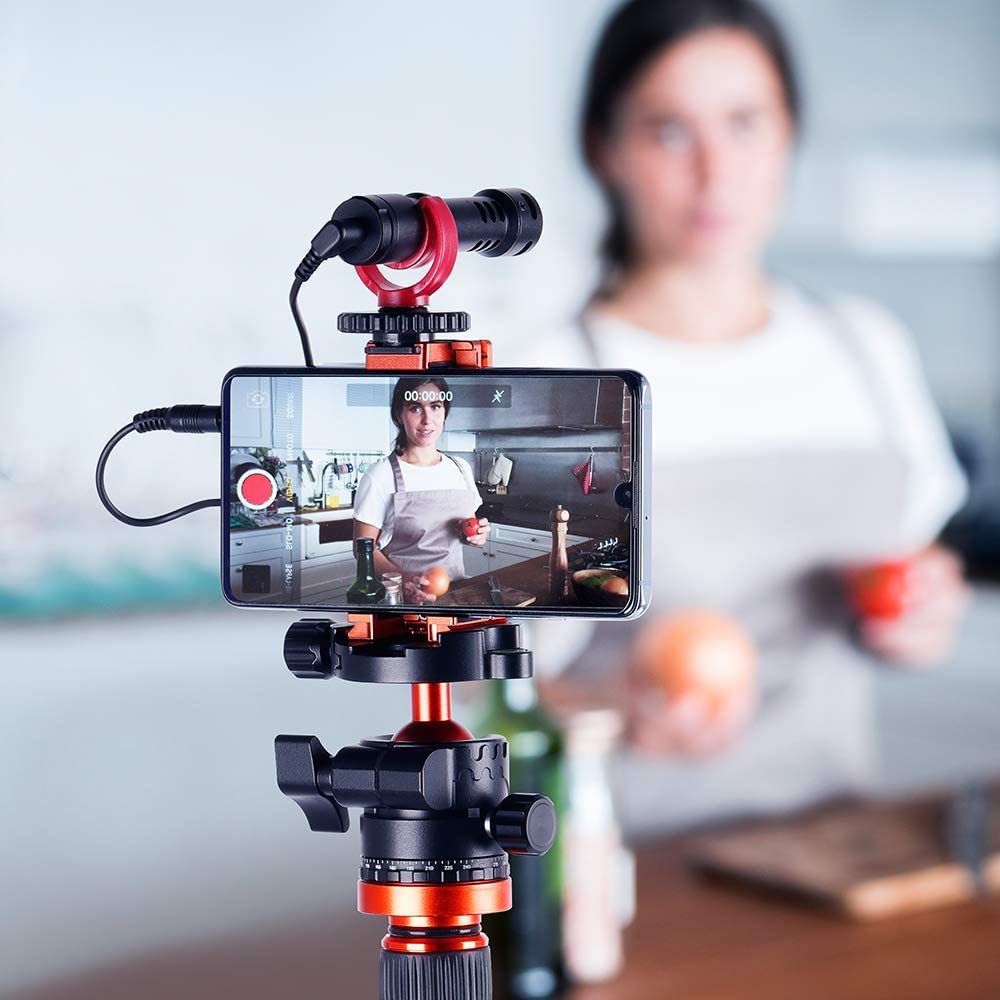 K&F Concept Smartphone Tripod Mount, Aluminum Alloy Lightweight Quick Release Plate with 1/4" Screw and Rubber Grip for Camera, Mobile Phone (Orange) image number 5