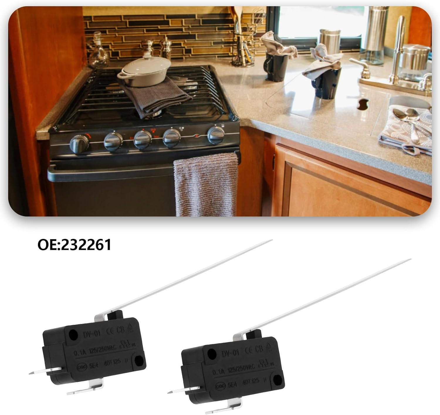 Emagtech 2PCS 232261 2-Pin Sail Switch Press Rod Length 85Mm Compatible with Suburban SF Furnace Series and F Models image number 5