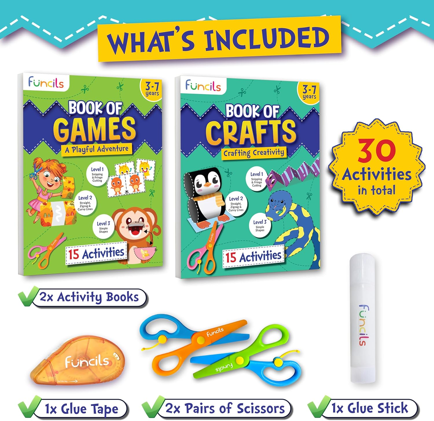 Toddler Scissor Skills - Art Supplies & Crafts Kit for Kids, Safety Scissors, Fine Motor Toys, Birthday Gifts for Boys & Girls Ages 3, 4, 5, 6, 7 Year Old, Preschool Learning Activities Books image number 3