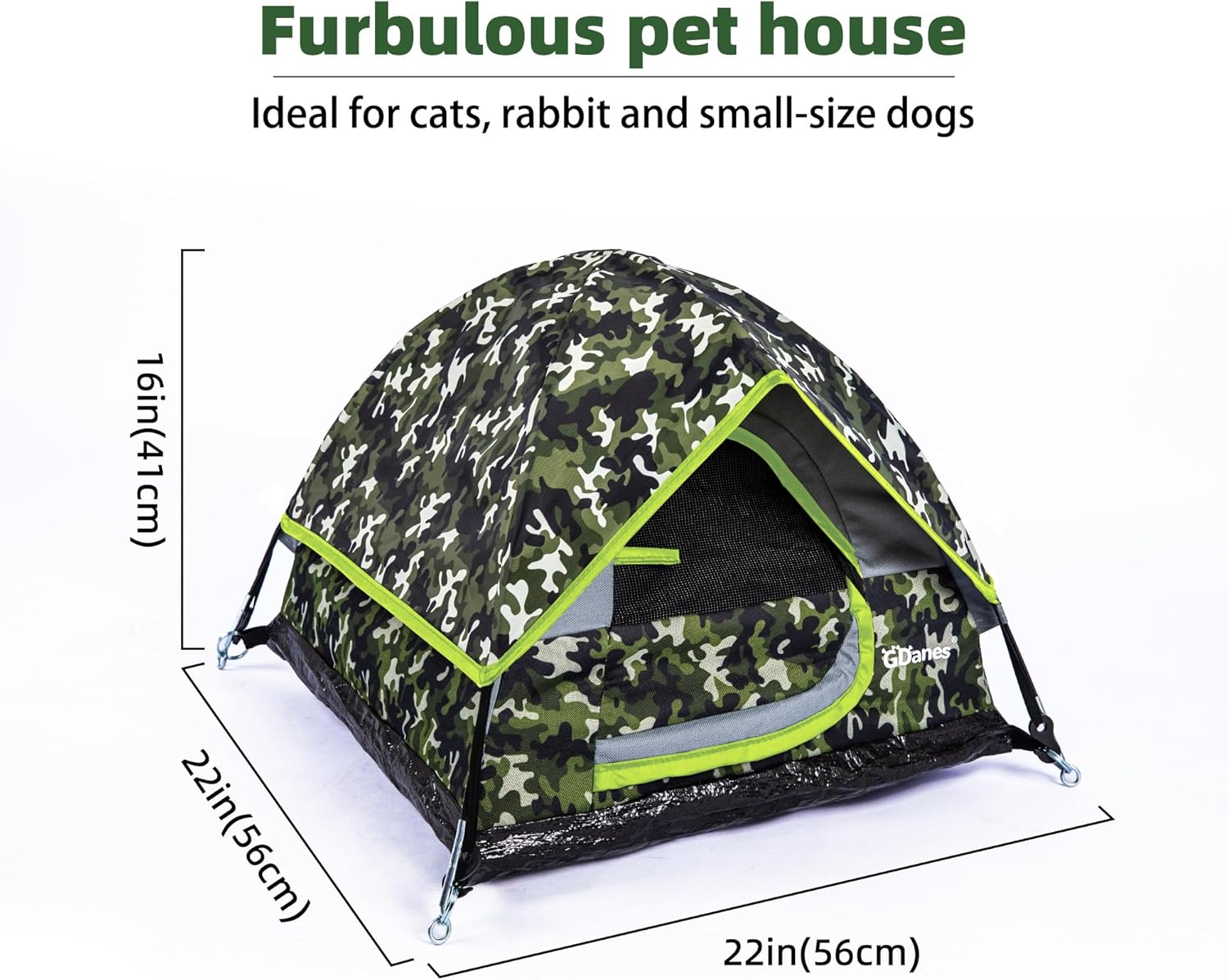 Gdanes Camouflage Cat Tent, Portable Pet Cat House with Soft Pad, Cat Cave, Dog House for Small Medium Dogs and Rabbits image number 5