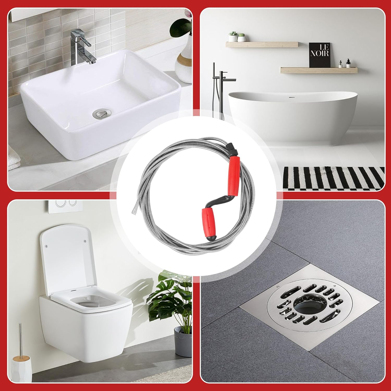 Pipe Cleaning Spiral 5 M X 6 Mm Drain Cleaner Spiral, Flexible Drain Spiral Pipe Cleaner for Kitchen, Bathroom, Shower, Sink, Stubborn Blockages Removal image number 2