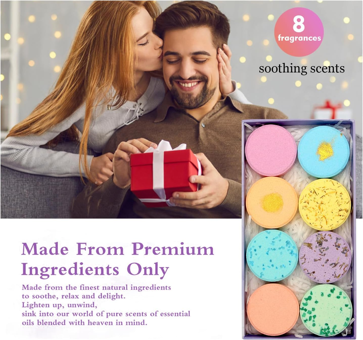 Shower Steamers Aromatherapy with Pure Essential Oil, 8 Pcs Stress Relief and Relaxation Shower Bombs for Home Spa Self Care, Bath Bombs with Elegant Packaging for Mothers Day Birthday Valentine'S Day image number 3