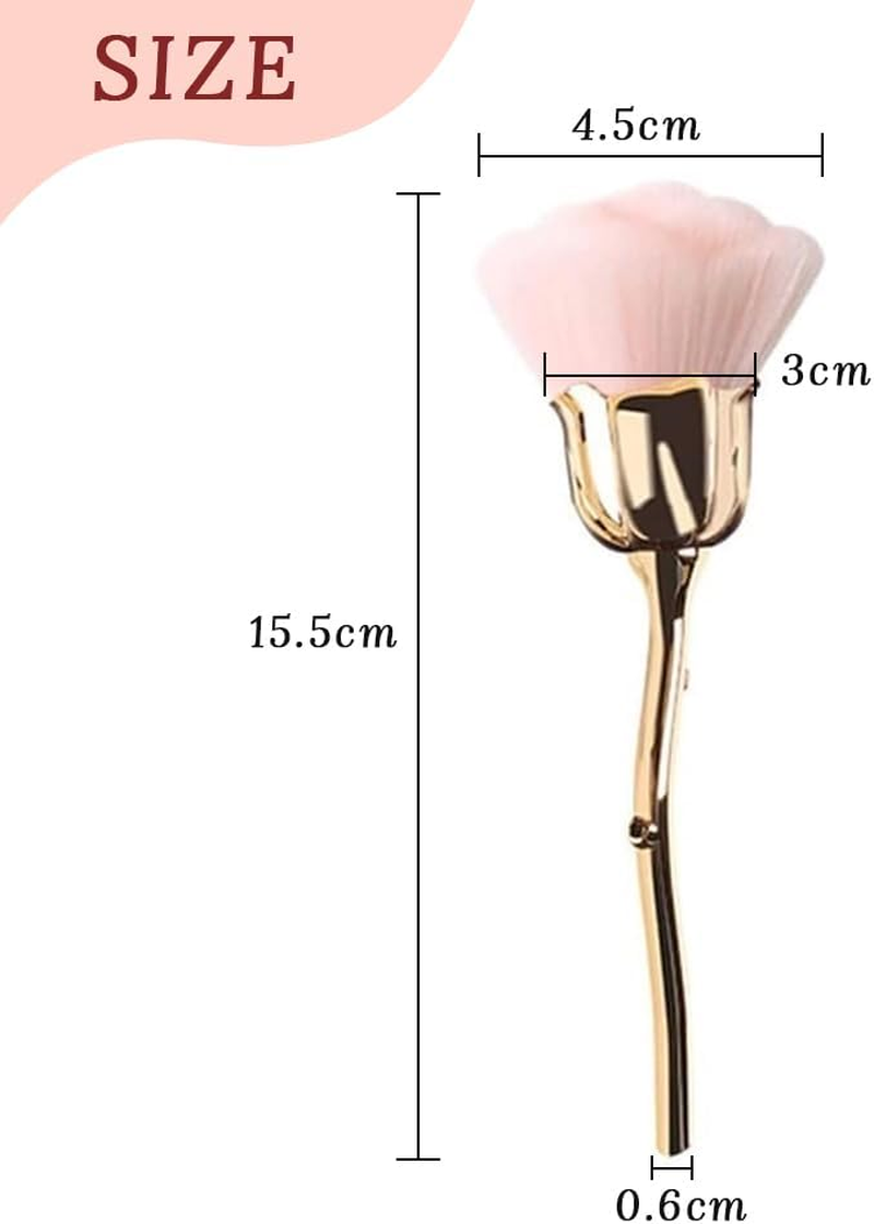 4-Pack Rose Flower Nail Art Powder Dusting Brush, Large Nail Trimming Cleaning and Makeup Blush Tool for Loose Powder, Makeup, Loose Powder Brush and Nail Dusting Brush image number 2