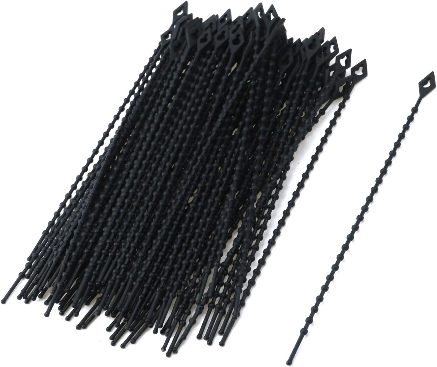 KUMGROT 100Pcs Beaded Cable Tie Wrap Cable Zip Ties Heavy Duty Nylon Cable Wire Ties Durable Strong Cable Ties for Garage Home Office Shop 150Mm/5.91In Black image number 5