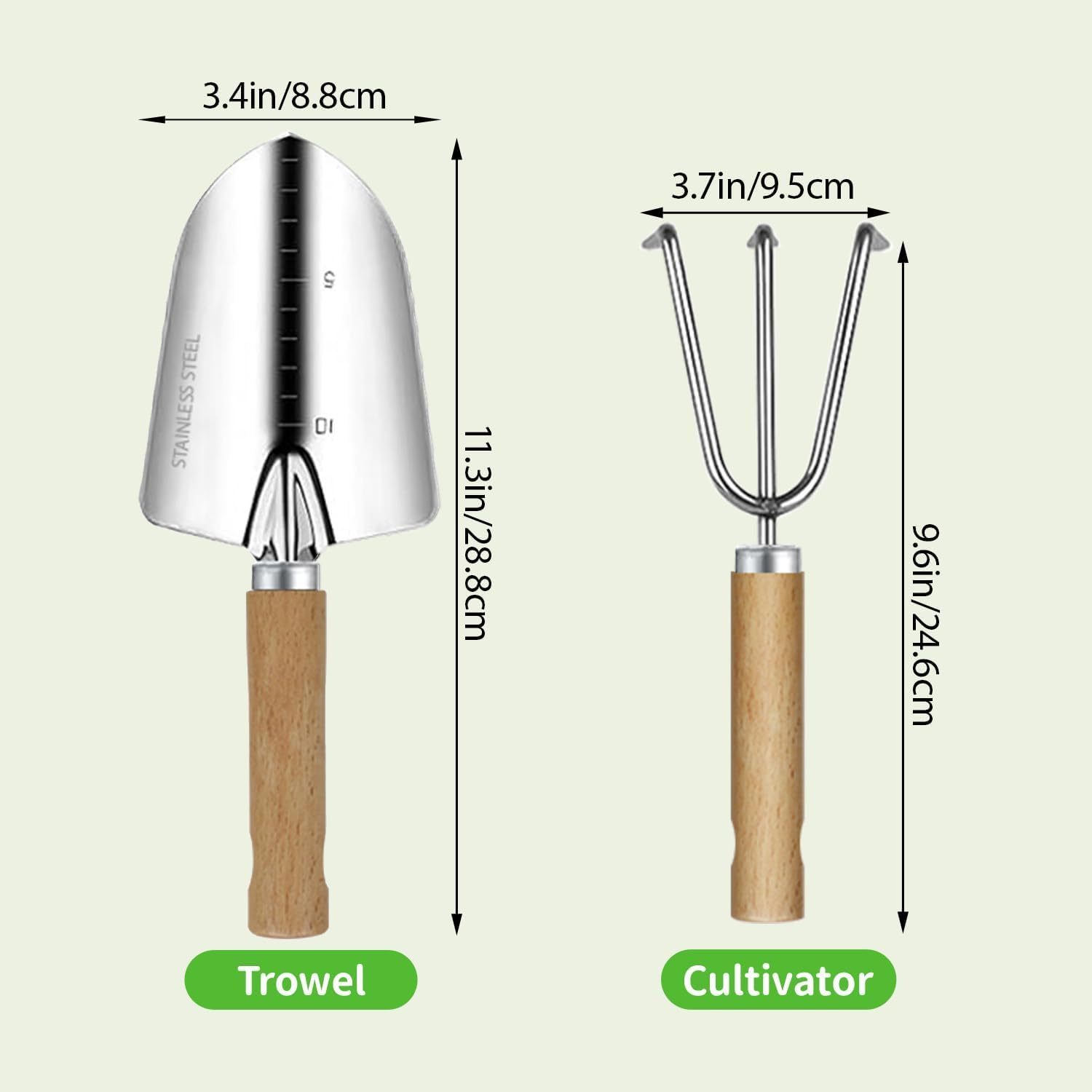 Hohaing Garden Tool Set, 2 Pieces Stainless Steel Heavy Duty Garden Tools, Gardening Kit with Wooden Handle Garden Hand Tools, Durable Garden Tools for Gardening, Gardening Gifts for Women Men image number 5