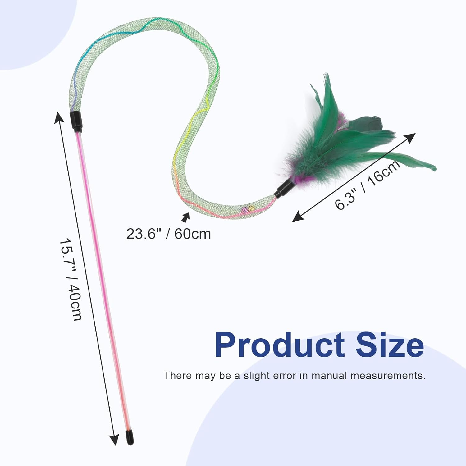 SONGWAY Cat Rainbow Wand Toy - Rainbow Cat Feather Toys with Bells, Colorful Mesh Teaser Wand with Feather Tail, Interactive Toys for Indoor Cats Kittens, Dark Color image number 4