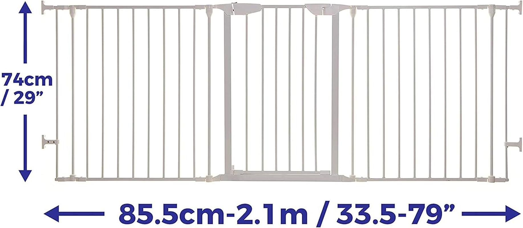 Dreambaby Newport 3-Panel Adapta Child Safety Gate - Fits Opening from 85.5-200Cm Wide. 74Cm Tall - Swings Open from Both Direction - White - Model F2022BB image number 2