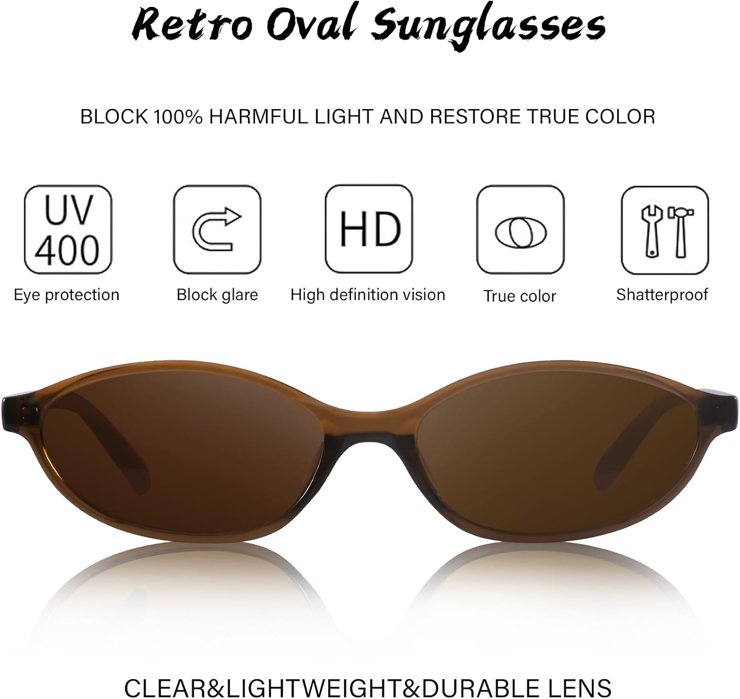 Retro Oval Cat Eye Sunglasses for Women Y2K Designer Trendy Narrow Shades UV Protection Sun Glasses image number 5