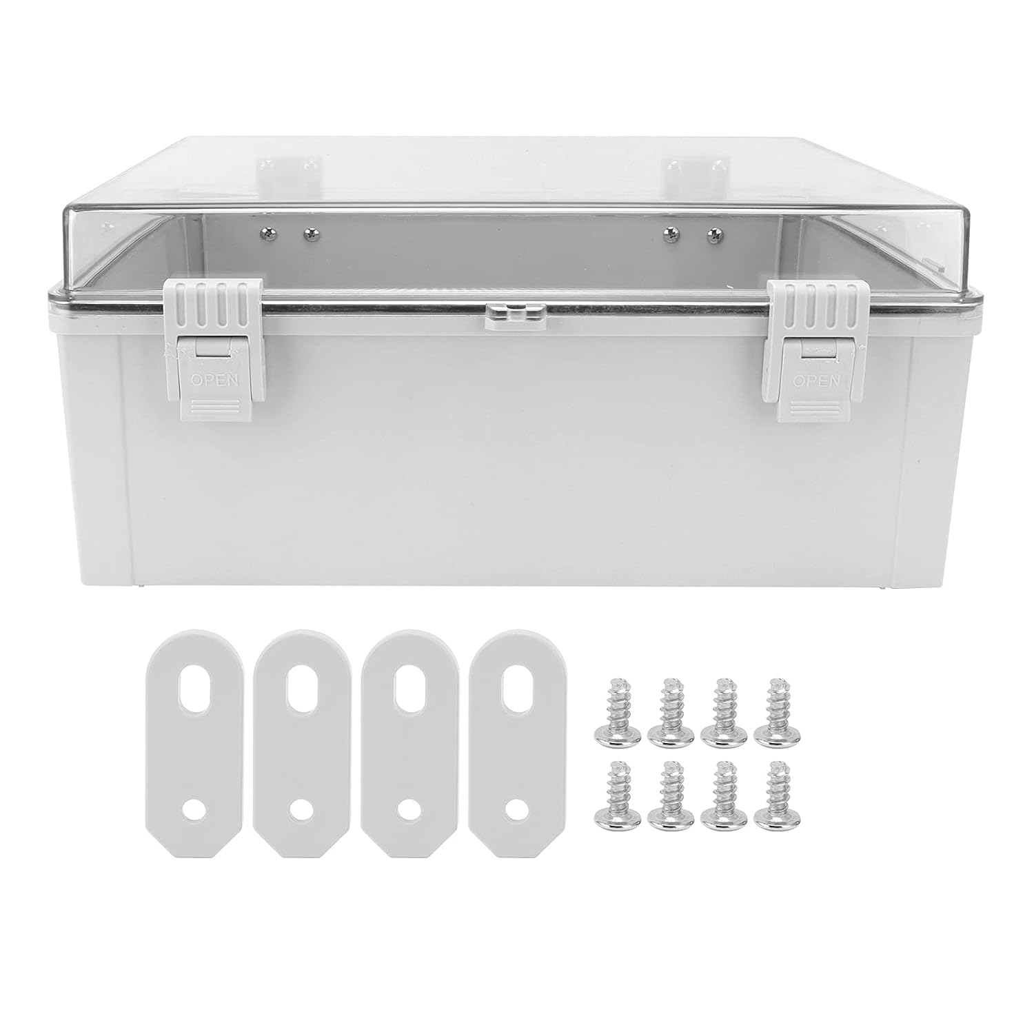 Large IP66 Water Proof Junction Box, ABS Enclosure with Clear Cover, for Wall, Grey and White, for Projects, Distribution Box image number 3