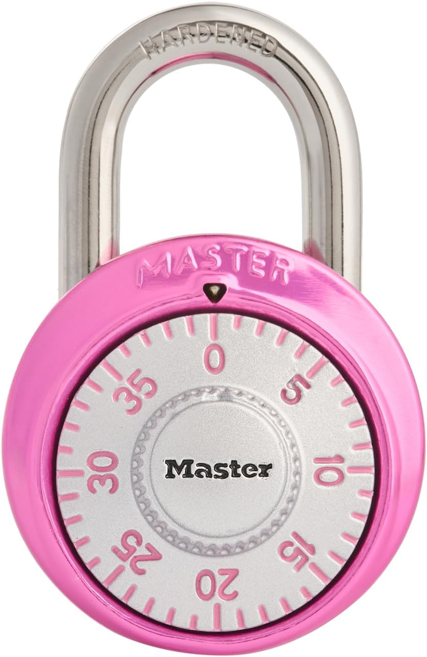 Master Lock 1530T Combination Padlock, Bright Metallic, Each Pack Contains 2 Locks, Colors May Vary, Pack of 4 - 1 Pack