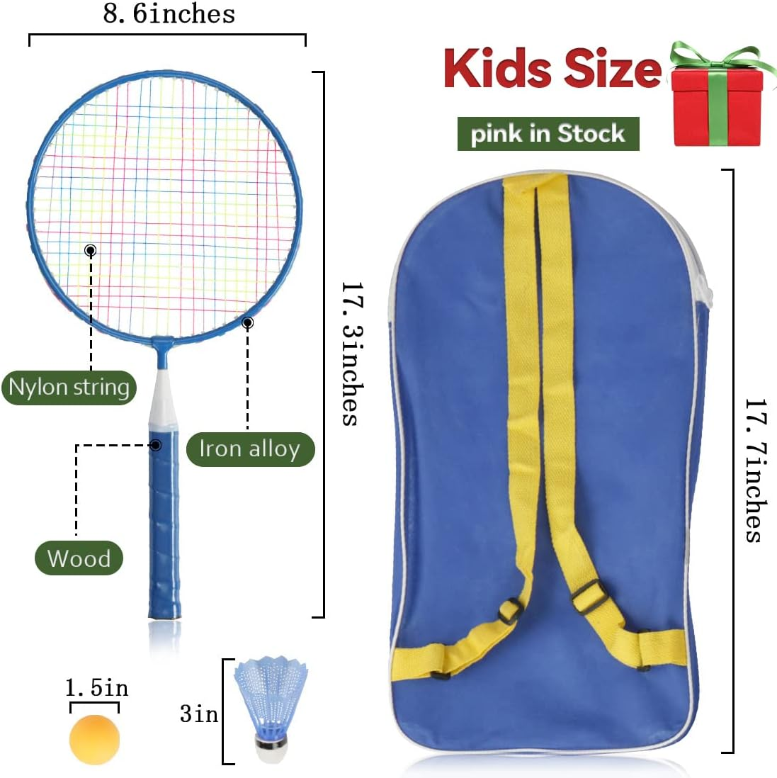Badminton Rackets for Children,12 in 1 Shuttlecocks Racquet Sports Set W/Lightweight Carrying Bag for Kids Professionals Beginner Players Indoor Outdoor Sport Game image number 5