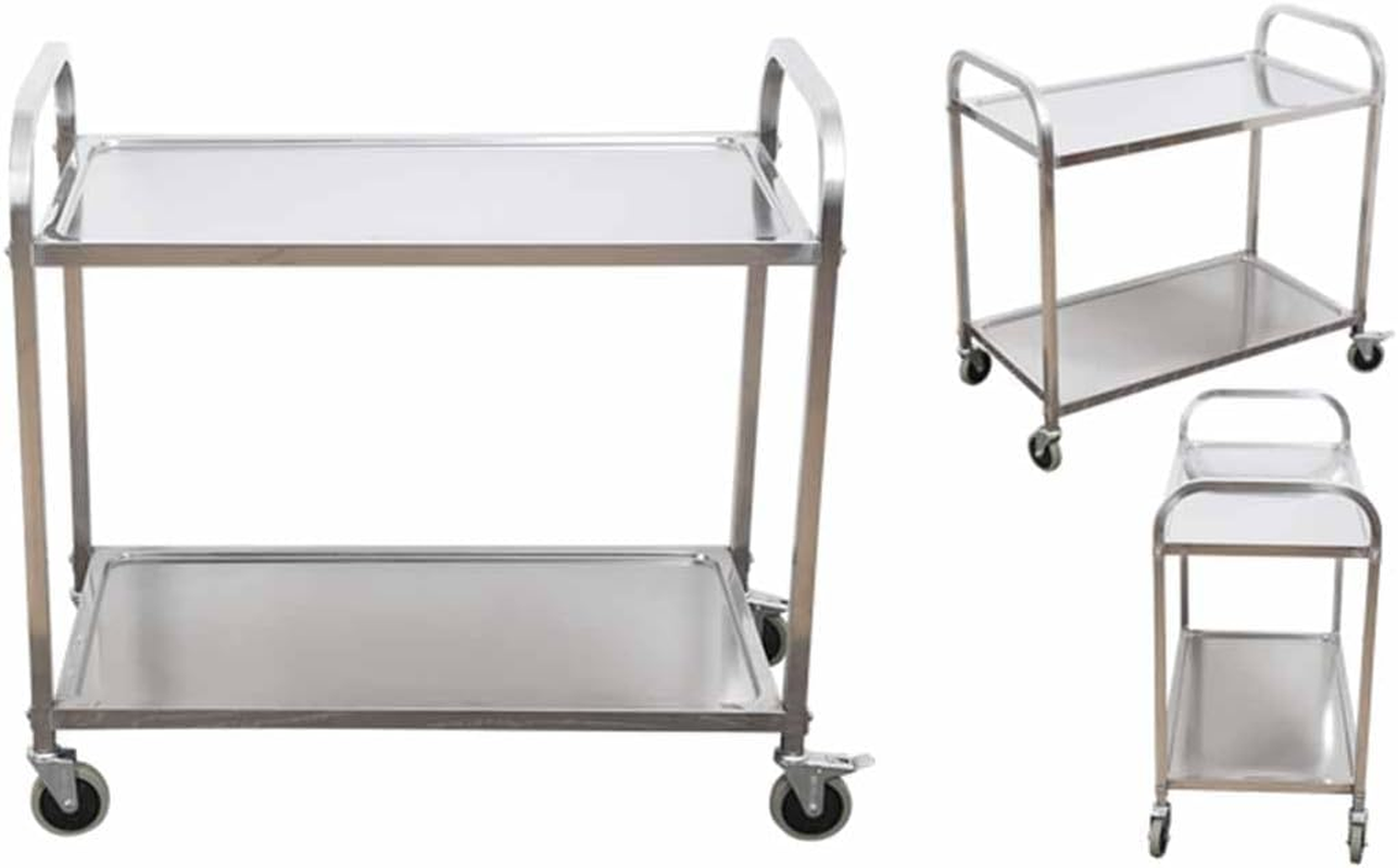 SOGA 2 Tier 85X45X90Cm Stainless Steel Kitchen Dining Food Cart Trolley Utility Medium image number 1