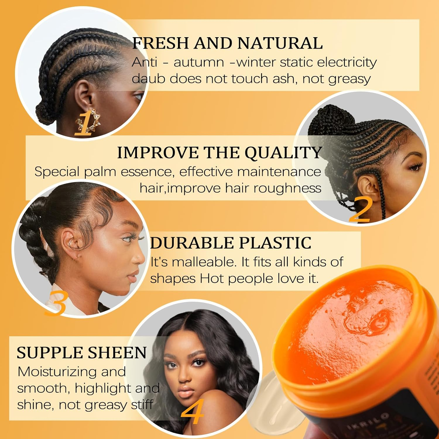 Beaufairy 113.5 Ml Braiding Gel, Extra Hold Hair Gel, Styler Hair Gel, Extreme Hold for Hair Defining, Reduces Frizz for Braids, Locs, Twists, Cornrows, Wavy Kinky Hair, Suitable for Women Man image number 1