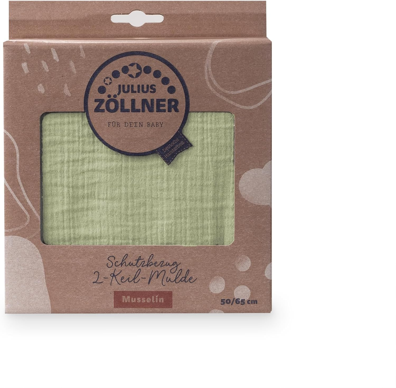 Julius Z&ouml;llner Cover for 2-Wedge Changing Mat Made of Muslin Cotton Muslin Lime Size 50/65 image number 2