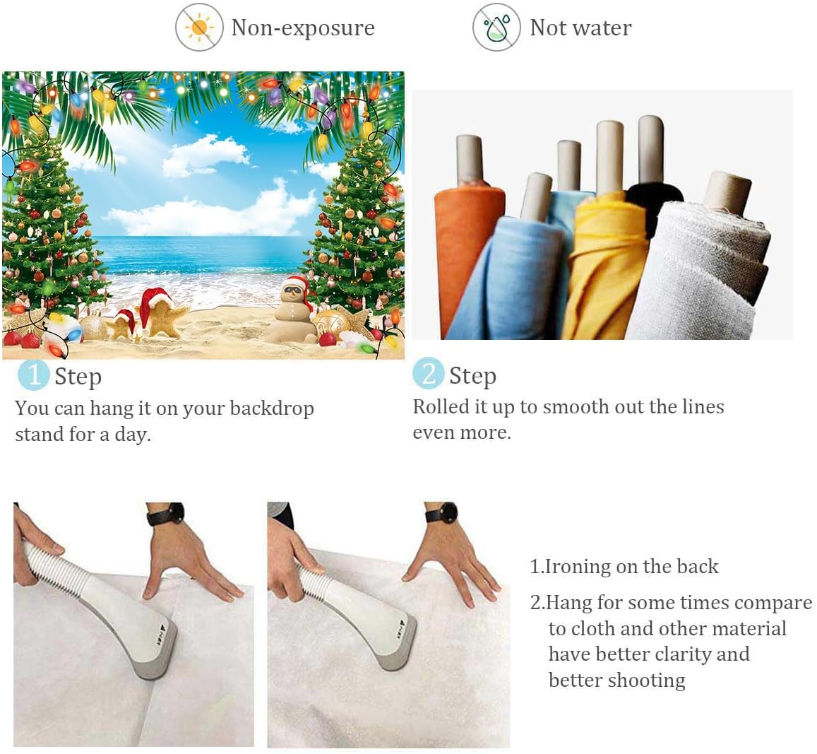 July Christmas Backdrop 7X5Ft Summer Beach Christmas Tree Decoration Photography Background Tropical Hawaiian Party Supplies Photo Props