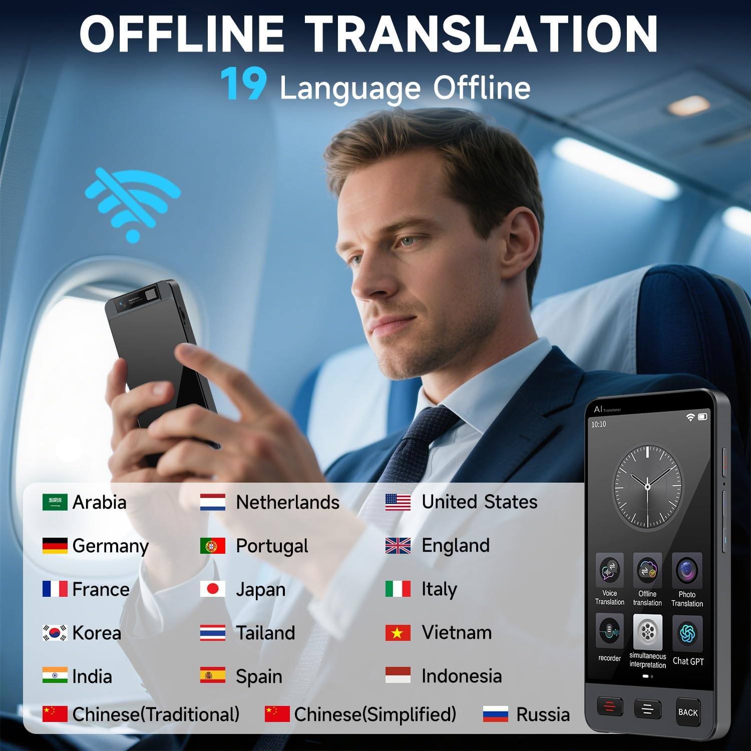 Office Language Translator Device, M80 Instant Translation with 142 Languages, Portable Online/Offline Two Way Real-Time Voice/Photo Translator for Business Learning Travel image number 3