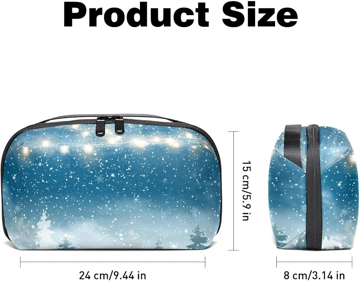 Electronic Organizer Small Travel Cable Organizer Bag for Hard Drives, Cables, USB, SD Card, Christmas Cartoon Winter Night Woods image number 2