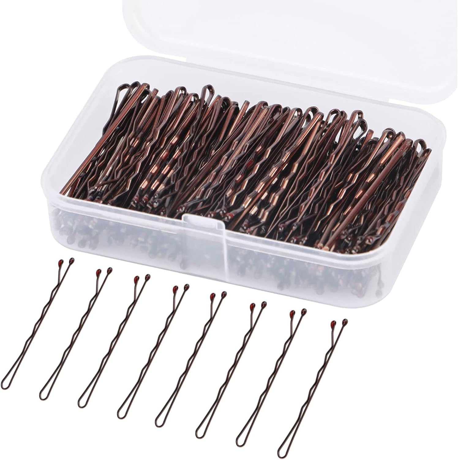 150 Pieces Bobby Pins, Hair Clips Hair Grips Kirby Grips for Women Hair Styling Pins with Storage Box (Brown) Ruibex
