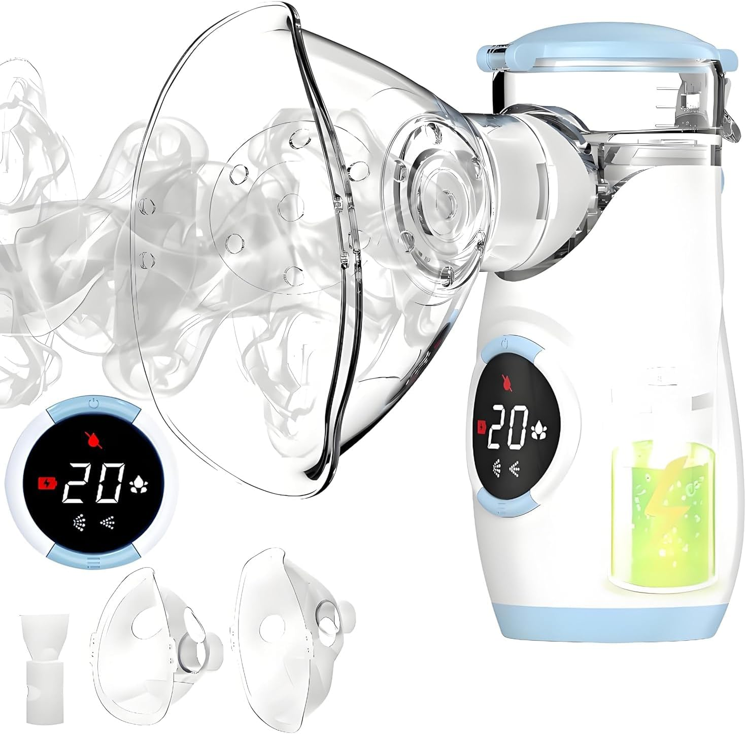 Jiaozoum Nebulizer, Portable Nebulizer with Intuitive LED Interface and Auto-Cleaning, Handheld Nebulizer for Adults Kids image number 3