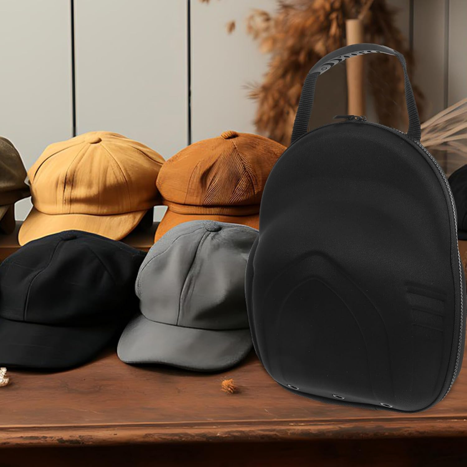 CONGARTENO Travel Baseball Hat EVA Storage Bag with Smooth Zipper Portable Cap Organizer Box for Baseball Caps Anti-Deformation Hat Case for Travel Reusable Protective Holder