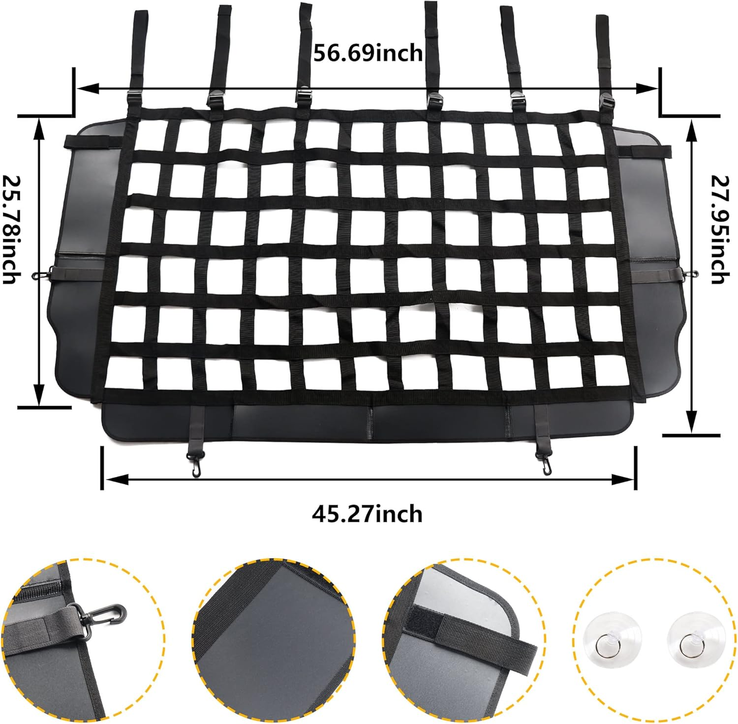 BESTAOO Pet Net Vehicle Safety Mesh Dog Barrier for Jeep Wrangler JK JL 2 Door 4-Door 2007-2022,Rear Seat Isolation Net,Easy to Install,Updated Version image number 1
