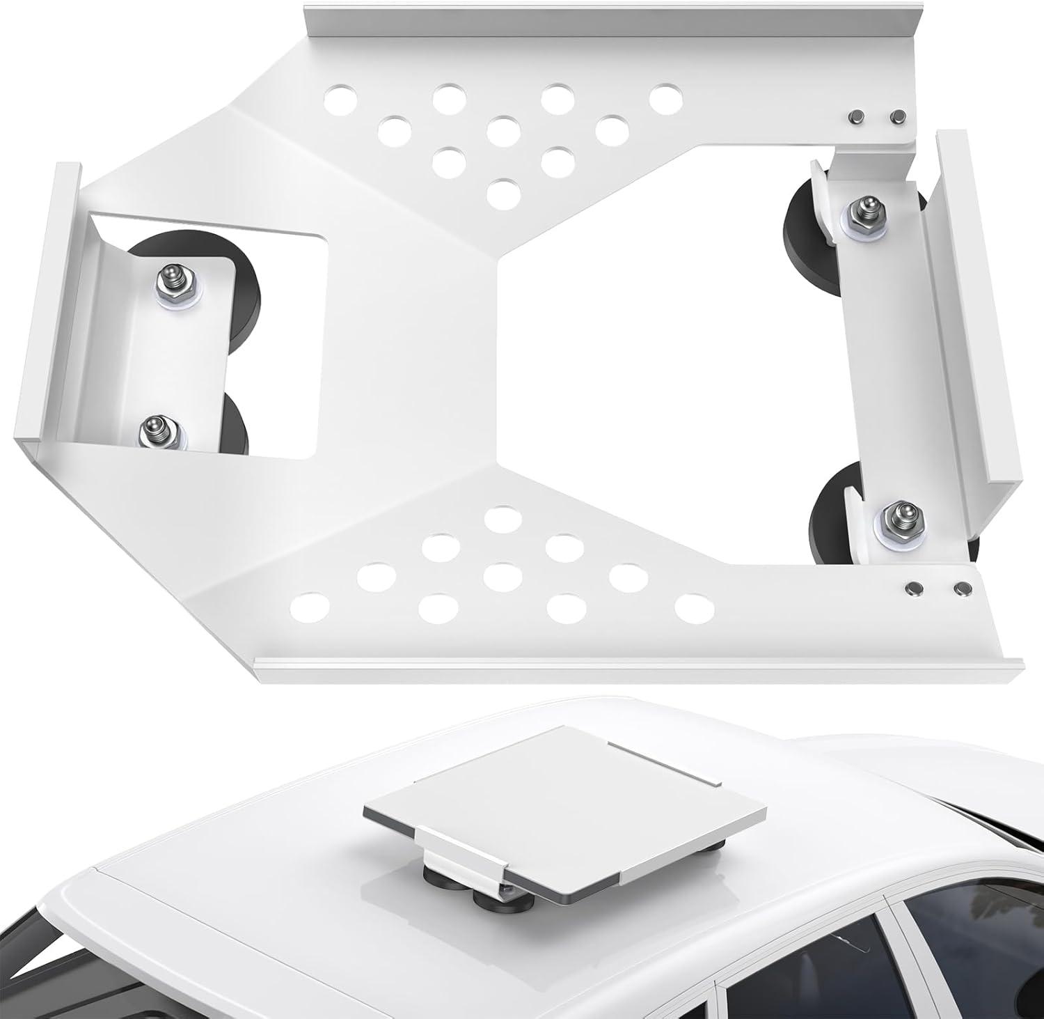 For Starlink Mini Mount, Magnetic Starlink Mini Car Mount Base Suction Cup Accessories Truck RV Flat Rack Roof Sunroof Kit Boat V4，For Camping, High-Speed & Extreme Conditions (White)