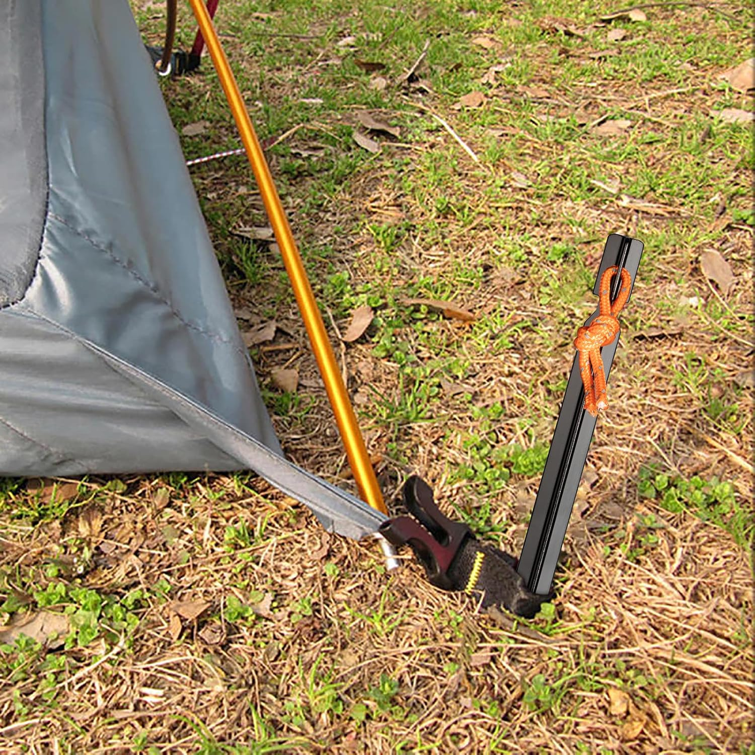 12 Pieces Tent Pegs, Y-Shaped Aluminium Alloy Red Campingtent Stake Nail with Reflective Rope for Camping image number 6