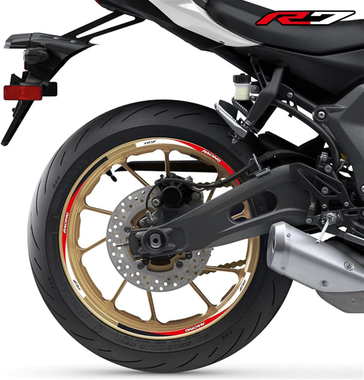 Stickers for Yamaha YZF R7 R7 2022 Motorcycle Tire Waterproof Wheel Logo Stickers Reflective Stripe Decals (Color : 3 Style Red) - 1 Style Red image number 5