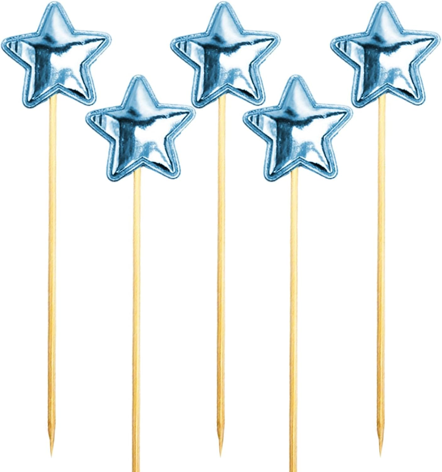 Star Cupcake Toppers - 5X Birthday Cake Toppers for Boys | Food-Grade Glitter Decorative Cupcake Picks for Children Birthday Cake Decor