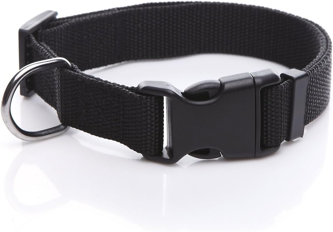 Adjustable Nylon Dog Collar, Pet Collar 1 Inch 3/4 Inch 5/8 Inch Wide, for Large Medium Small Dog ((L(1" X 16-23"), Black)