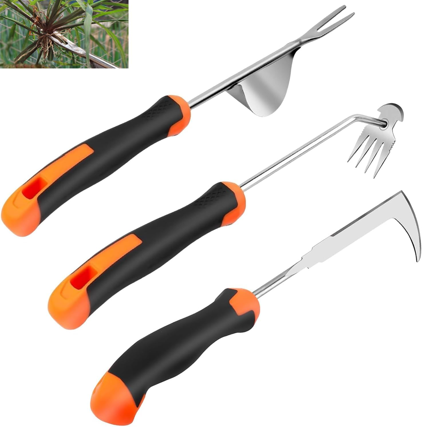 2Pcs Weed Puller Tool, 4-Tooth Manganese Steel Manual Weeder Gardening Tools for Women and Man Hand Weeding Tools Weed Remover Tool Gardening Essentials for Gardening Backyard Farm Planting Weeding