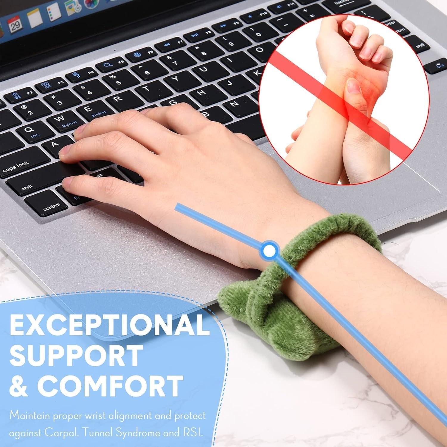 Mouse Wrist Rest Support, 4 Pcs Cute Wearable Keyboard/Mouse Wrist Rest Cushion Pillow for Computer, Laptop, Office Work, Typing, Gaming - Wrist Pain Relief