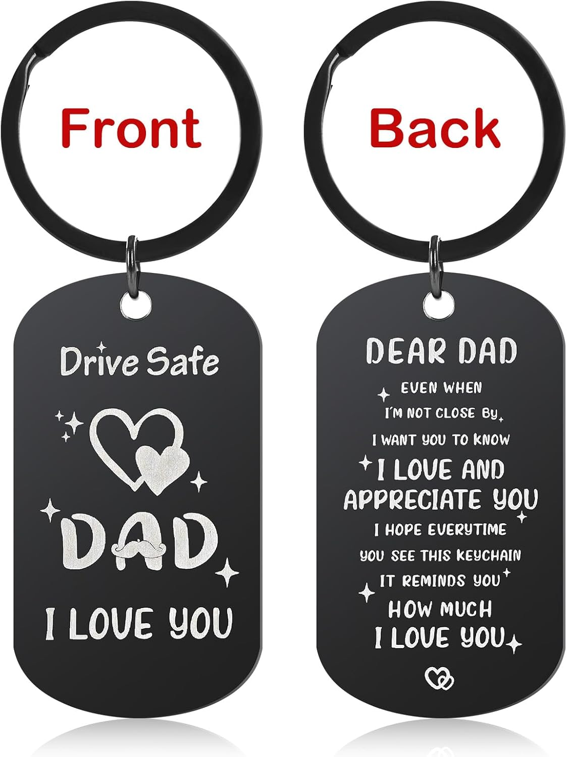 Dad Keychain, Fathers Day Gift Ideas, from Daughter, Son, Birthday, Valentine'S Day Christmas Day for Dad, Black image number 1