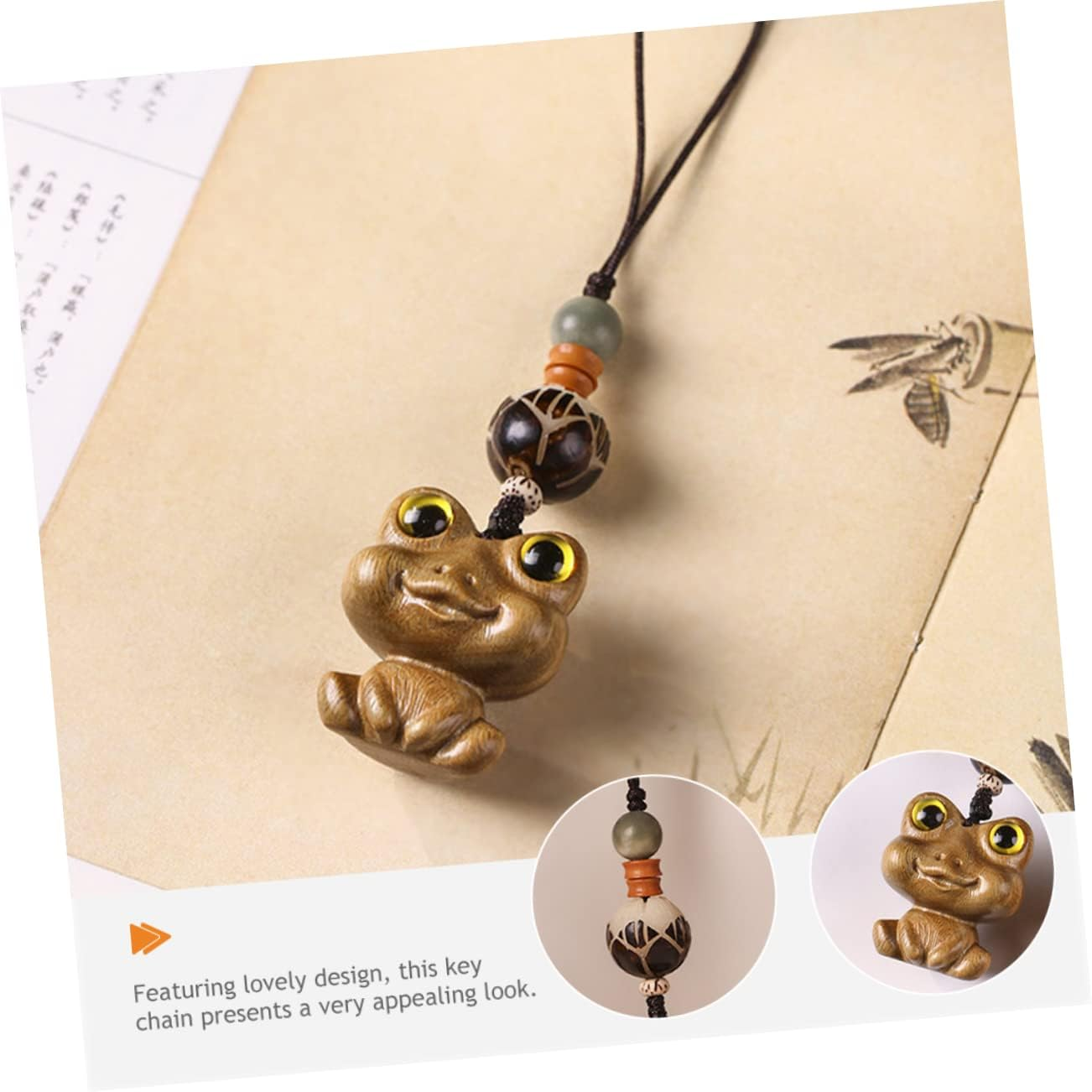 SHERCHPRY Key Chain Animal Bag Charm Womens Backpack Purse Car Keychain for Women Wood Keyring Key Ring Pendant Bag Pendant Womens Wallets Cartoon Key Ring Miss Wooden Bags Sandalwood image number 4